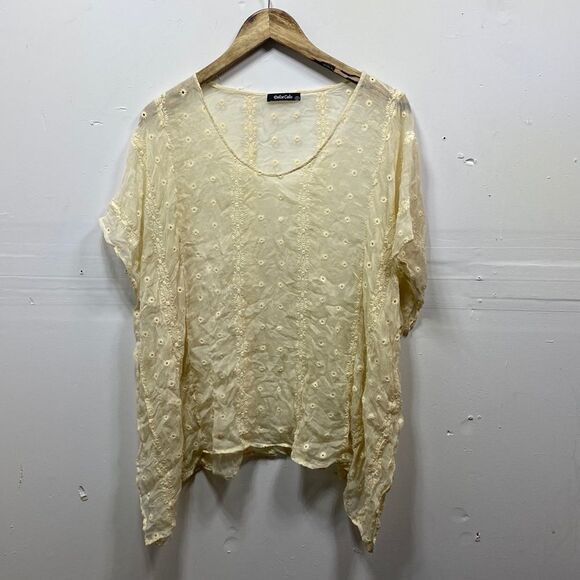 Dolce Cabo Silk Chiffon Embroidered Tunic Medium - Picture 1 of 4